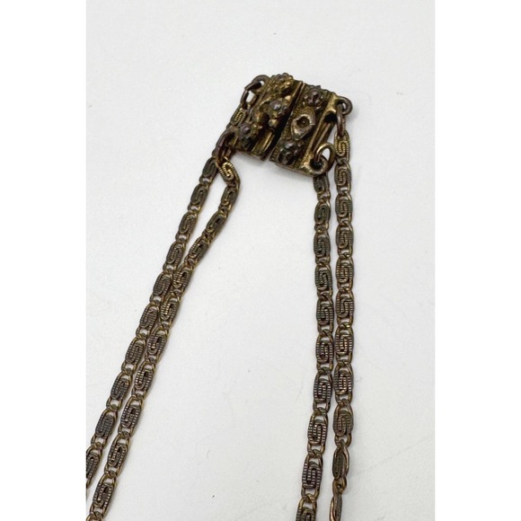 Indo Craft Brass Boho Bib Necklace - 1970sTribal Fringe Stmt necklace